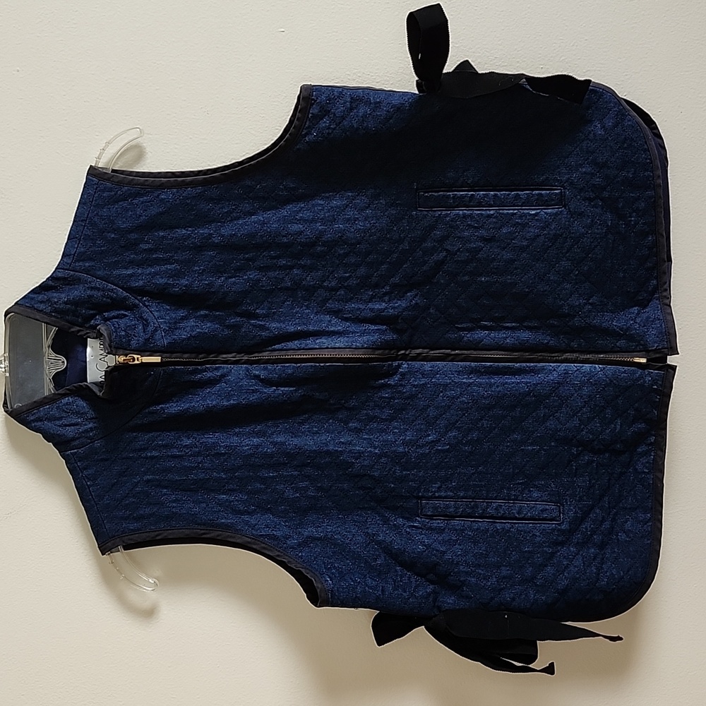 Sara Campbell Blue Denim Jacket Made In Usa, Side Ties, Zip Front Womens Medium